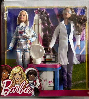 Barbie Karriere Astronaut & Weltraumwissenschaftler 2 Puppen Set Mattel Neu in Box 2016