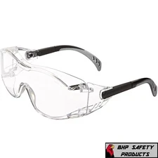 Clear Safety Goggles over Glasses Work Lab Outdoor Eye Protection Cover2 1/Pair