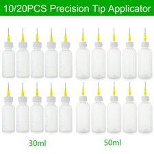 10/20PCS Quality Empty Needle Tip Squeezable LDPE PP Bottles 30/50ml- WHITE CAP