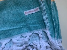 Beach/Couch  Throw /Blanket SMARTASS & SASS turquoise/blue/green/cream 70 X 35