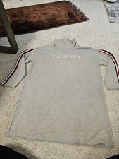 Tommy Hilfiger Women`s Sweater Dress Big Logo Relaxed Fit Size XL Gray, #B