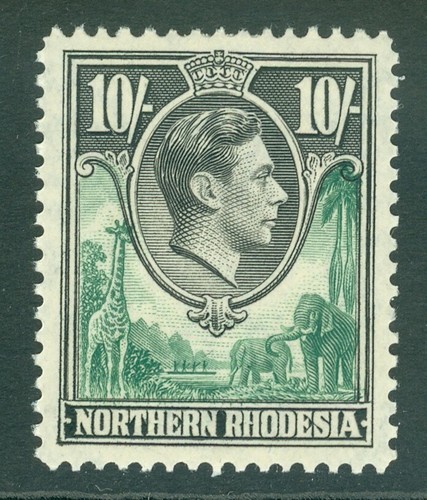 SG 44 Northern Rhodesia 1938. 10/- green & black. Pristine unmounted mint CAT£35 - Afbeelding 1 van 1