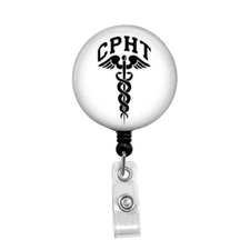 CPhT, Pharmacy Tech - Retractable Badge Holder - Badge Reel - Lanyards - Stethos