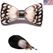 Eco-Friendly Pre-Tied Feather Bow Tie with Matching Brooch - ROBOCOTT Style