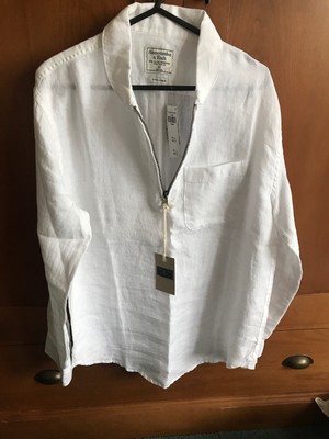 Fitch Halfzip 100%Linen Shirt XS RRP 