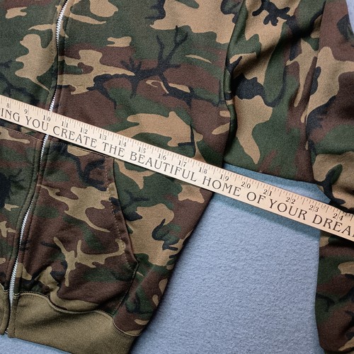 Vintage Sears Fieldmaster Camo Jacket Mens Medium Green Full Zip Hoodie Outdoor - Picture 4 of 12