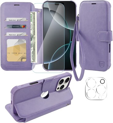 iPhone 16 Pro Max 6,7'' Wallet Case - Flip Leder, Glas Displayschutz & mehr