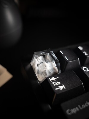 Black and White Cloud Resin Keycap - Artisans by ArtKey Studios