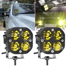 Pair 3'' inch Amber LED WORK Light Pods Fit For Chevy Silverado GMC Sierra 1500