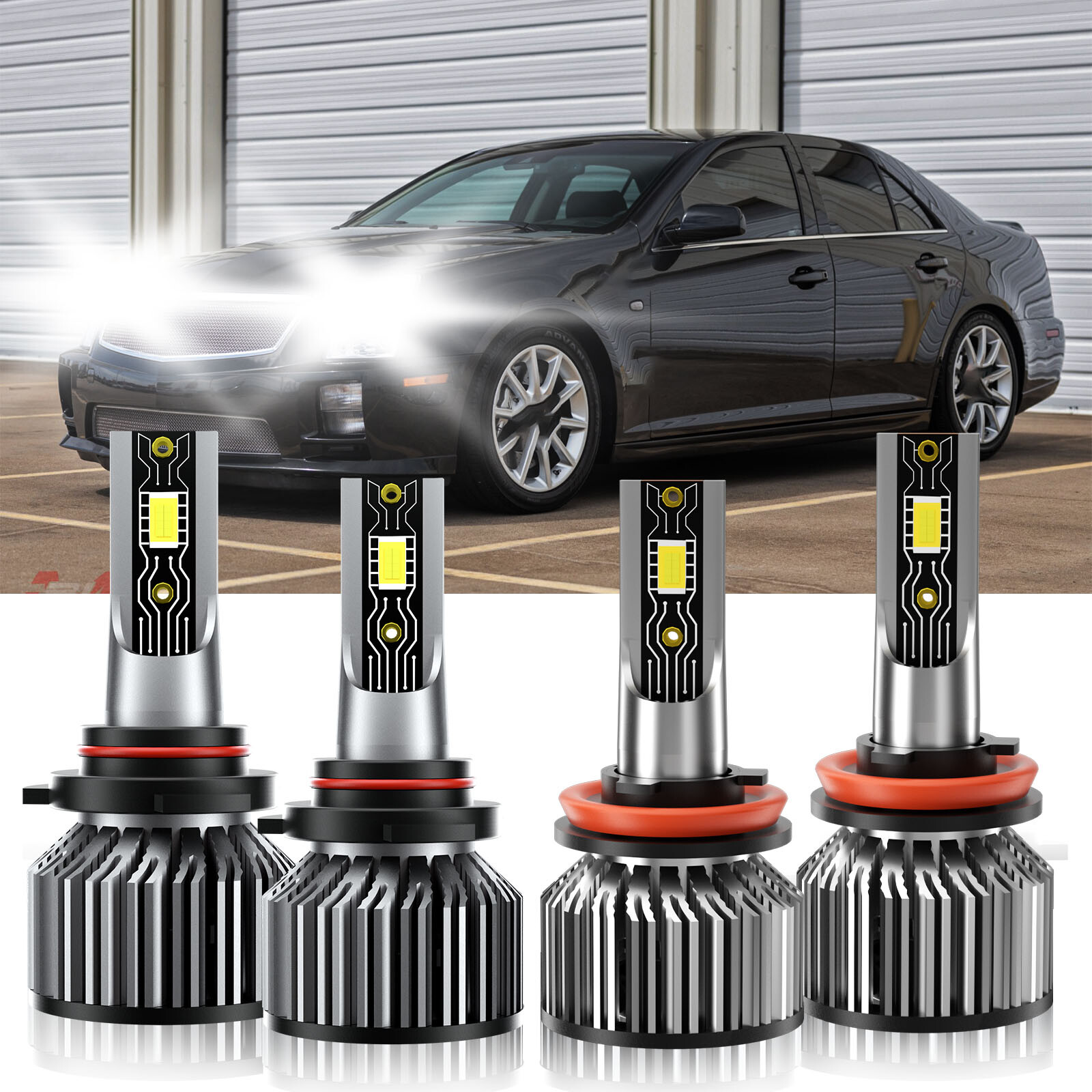 2005-2011 Cadillac STS 9005 H11 LED Headlight Kit Super Bright 6500K