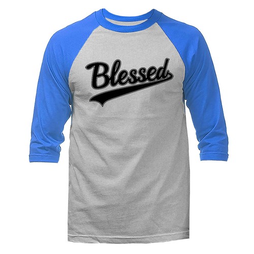 Blessed Christian Religious God Bible Church Jesus Christ 3/4 Sleeve Raglan - Picture 8 of 10