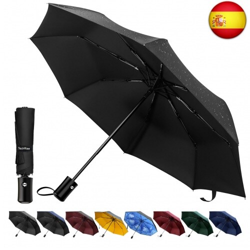 TechRise Paraguas clásico resistente al viento plegable automático compacto p