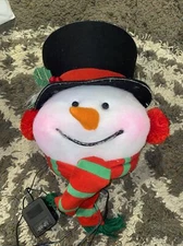 Fiber Optic Snowman Head Snowflake Color Changing Lighted Holiday Display