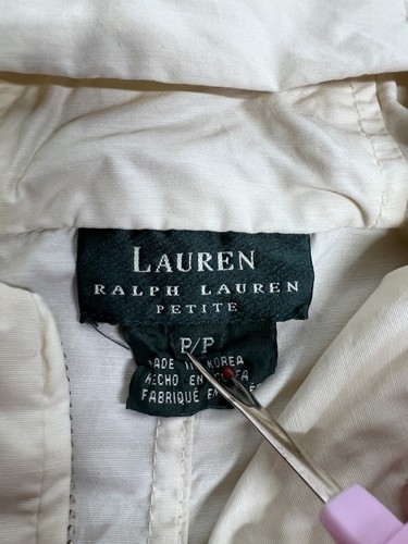 Lauren Ralph Lauren Windbreaker Jacket Womens S Petite White 1/4 Zip Hooded Rain - 第 6/12 張圖片