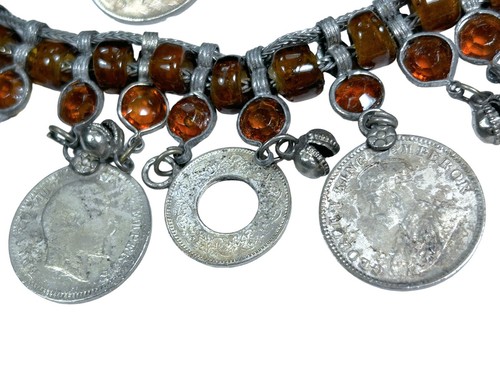 BELT COIN 50s Vtg Tribal Charivari India Rajasthan Metal Money Unique RARE - Picture 15 of 18