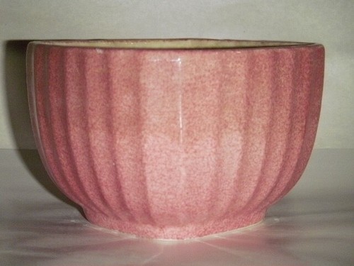 ANTIQUE HOT PINK SPECKS SQUARE BOWL PORCELAIN SEBRING VERTICAL RIB 2-24-1925 PAT - Picture 2 of 13