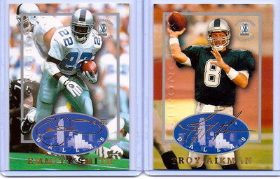 Troy Aikman & Emmitt Smith 1997 ''Strongbox'' Autogramm Sammlung ''2'' Karten Los!