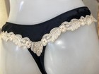 La Perla Maison black silk thong L XL panties NEW cream lace