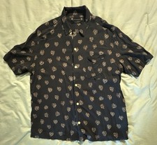 AllSaints Snake Heart Relaxed-fit Short Sleeve Button Down Shirt Viscose Large