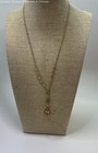 Vintage Monet Gold Tone Pink Teardrop Crystal Pendant Necklace 9.1g — photo 1