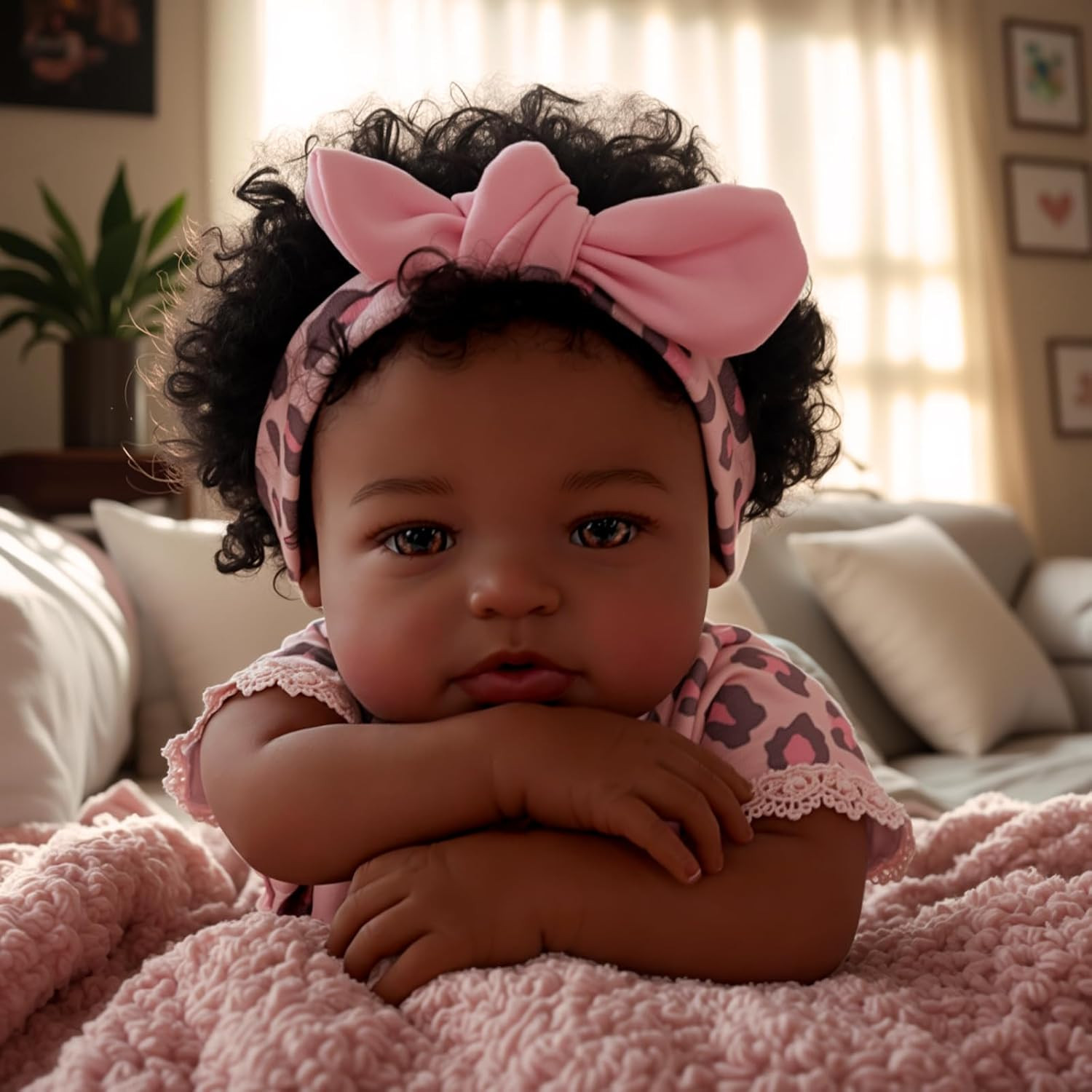 Black Girl, 20 Inch Realistic Black Girl Newborn Afri