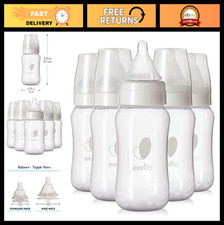 Wide Neck Baby Bottles - 9oz Pack of 6 - Anti-Colic Venting for Newborns Infan