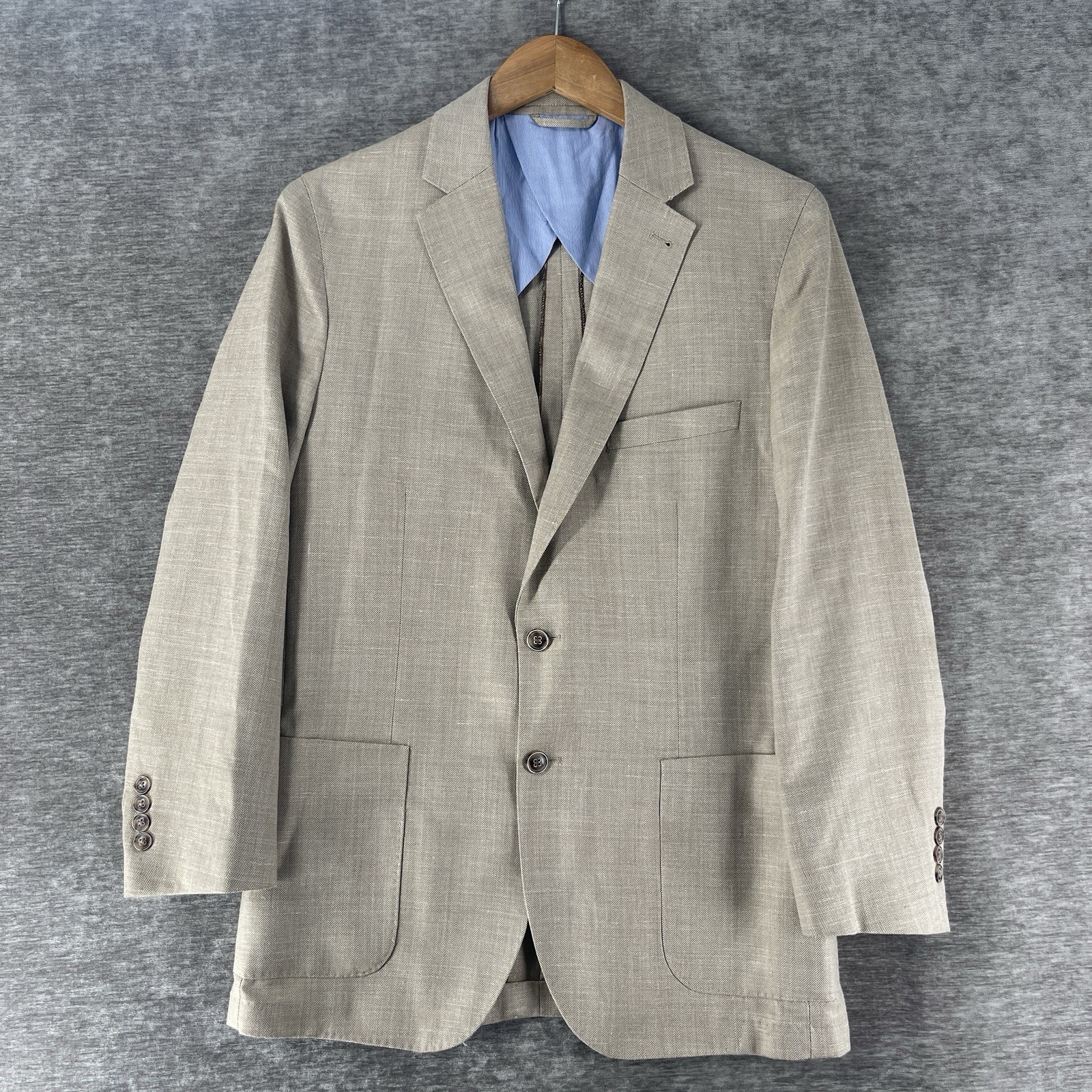 Peter Millar Blazer Crown Soft Sport Coat Men’s Large Reg Beige Wool Silk Linen