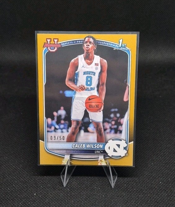 2025-26 Bowman Basketball Caleb Wilson Gold 9/50 (4 additional cards included)