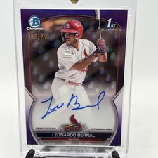 2023 Leonardo Bernal Bowman Chrome Prospect Purple Refractor Auto 126/250 Cardin