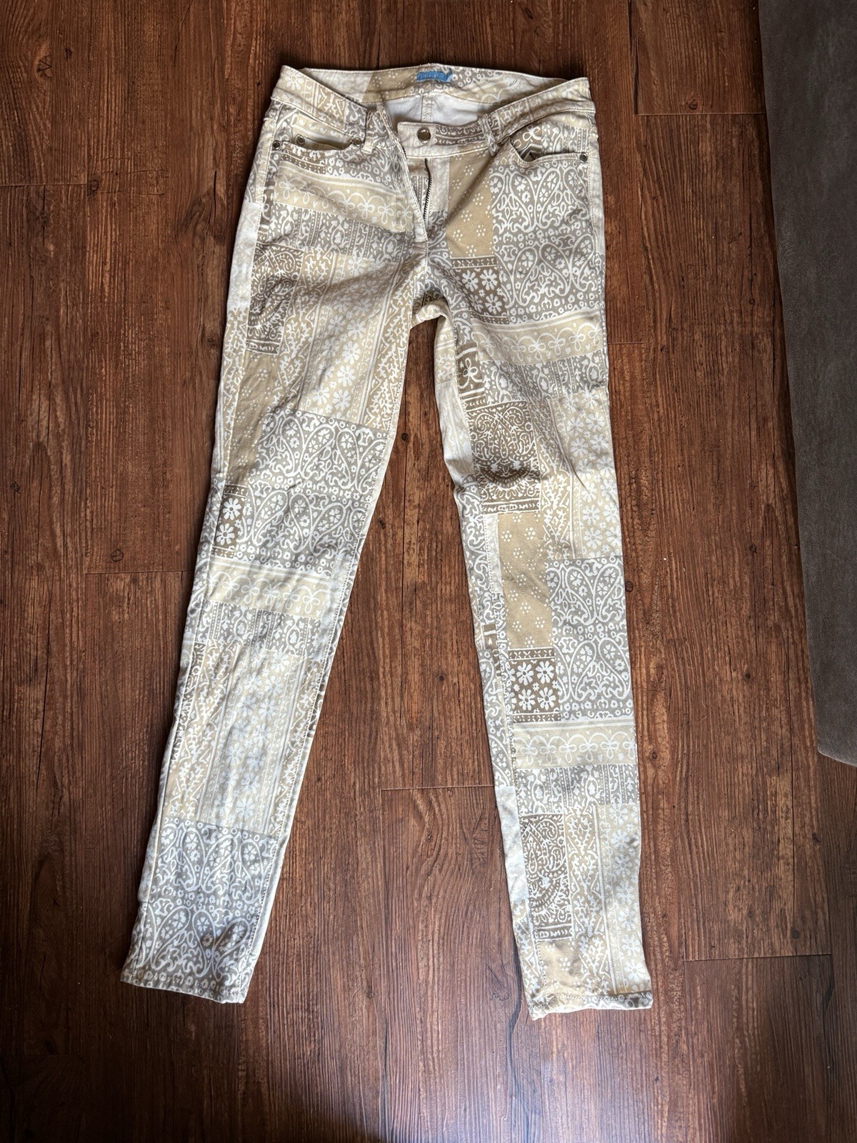 J.McLaughlin Lexi Denim Tan Patchwork Print Jeans… - image 2