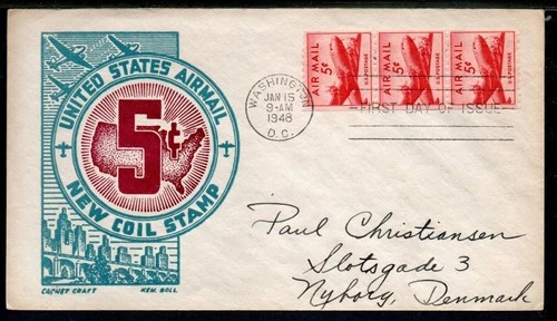 USA 1948 Air Mail FDC to Denmark