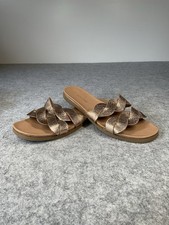 New Look Rose Gold Plaited Strap Footbed Sandals Flat Sliders Mule Shoes Size 6