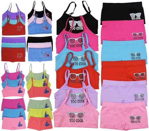 Girls' Pack of 6 Random Print Assortment Spaghetti Strap Training Top and Mat... - Picture 3 of 7