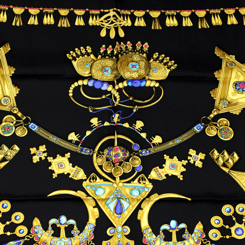 Hermes Schal PARURES DES SABLES Seide Carre schwarz LAURENCE BOURTHOUMIEUX 90cm - Bild 5 von 6