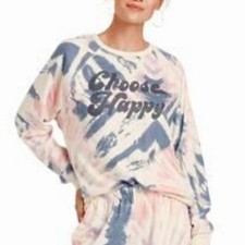 Grayson Threads Choose Happy Tie Dye Sweater Sweatshirt Top XL Normcore Preppy