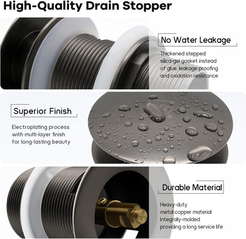 Tapón de drenaje emergente de cobre duradero para bañeras independientes - Fácil instalación - Imagen 5 de 9