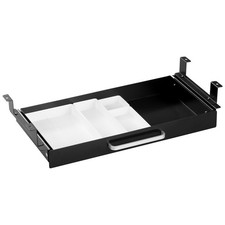 Under Desk Drawer Black 21" with 4 Divider Trays, Under Shelf Pencil Drawer P...