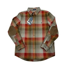 Pendleton Men s MEDIUM Plaid Trail Shirt Umatilla Virgin Wool Tan Red Plaid NWT