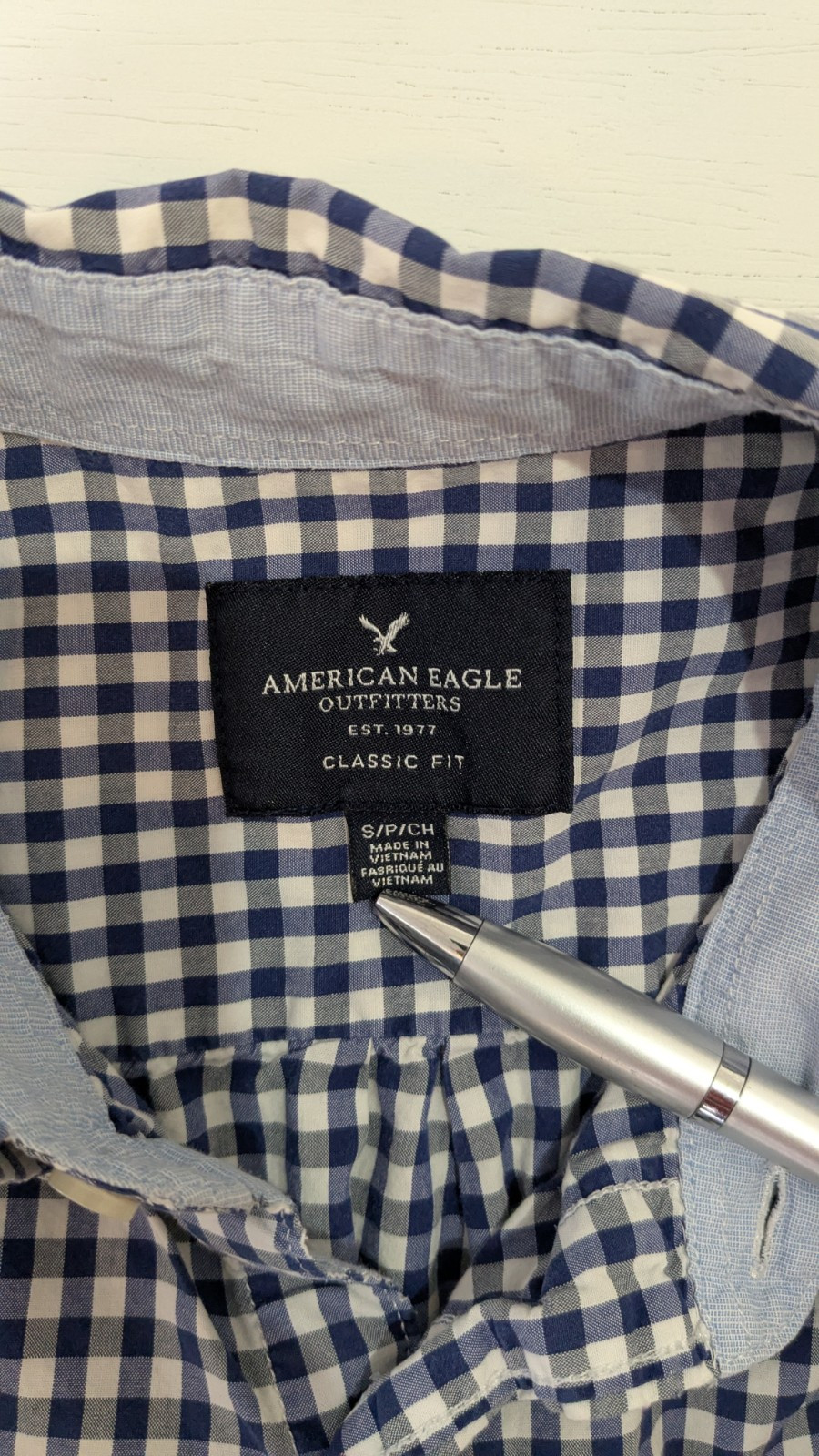 American Eagle Gingham Button Down Mens Small Cla… - image 3