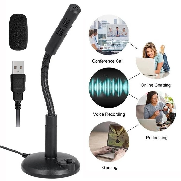 USB 360° Streaming Podcast Computer Microphone Suitable Gaming Desktop PC Laptop