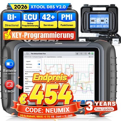 2026 XTOOL D8S V2.0 Auto-Diagnosescanner Topologie MAP ECU-Codierung 42+ Dienste