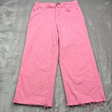 Judy Blue Jeans Women's 32 Pink Garment Dyed Wide Leg Cropped High Waist Pants