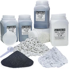 8 LBS Large Weight Rock Tumbler Grit Kit and Ceramic Tumbling Filler Media -Coar