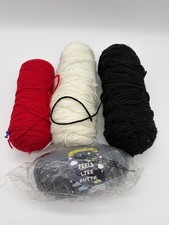 Lion Brand Feels Like Butta Yarn Lot 4 Skeins Red White Black Grey Worsted