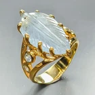 Unique ring Natural Aquamarine Ring 925 Sterling Silver Size 7.75 /R458075