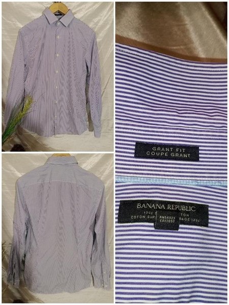 Men Banana Republic Shirt White Cotton 38 / M / 46 #5O0B