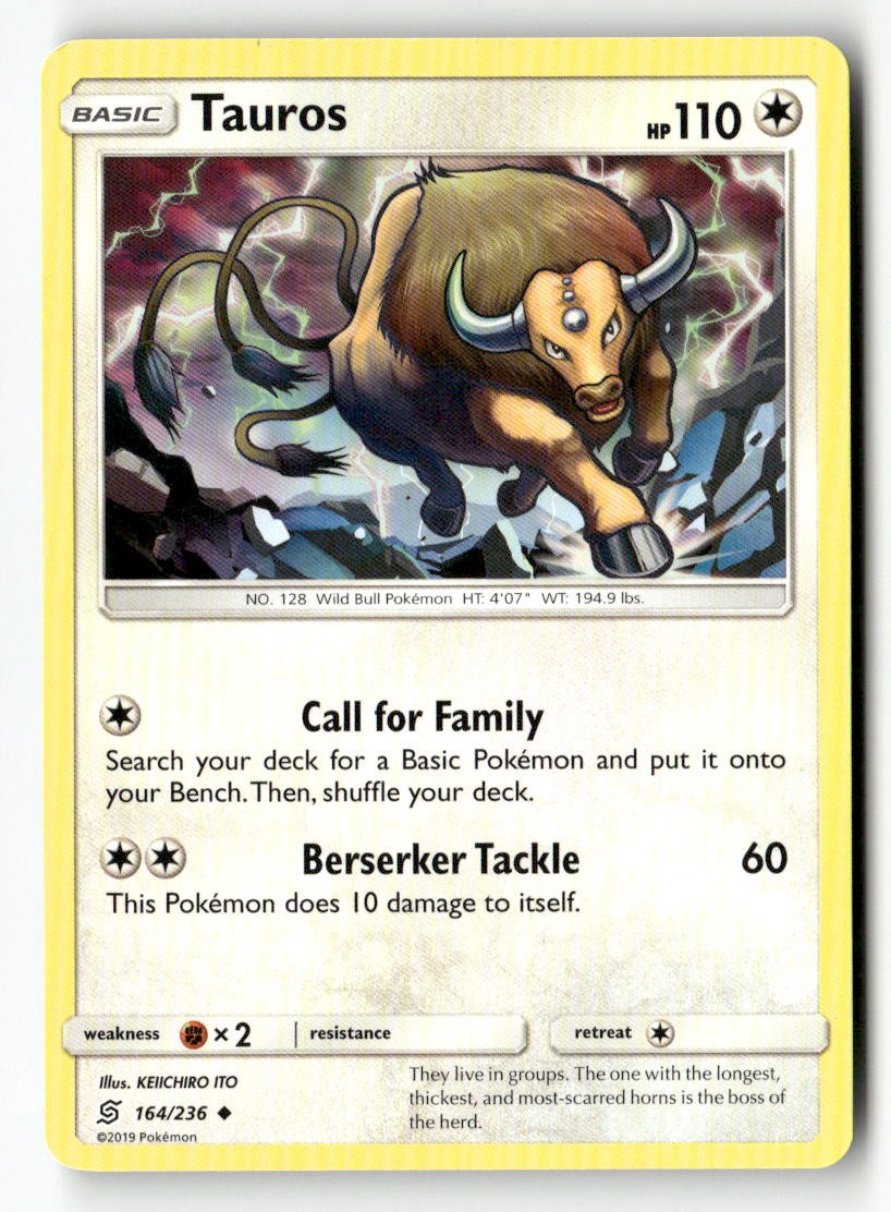 Tauros 164/236 Uncommon Unified Minds Pokemon Lightly Played