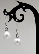 Silber Schmuck, 925er Silber Ohrringe mit Weiß-Perlen Ø 10mm 1 Paar ohne Stempel