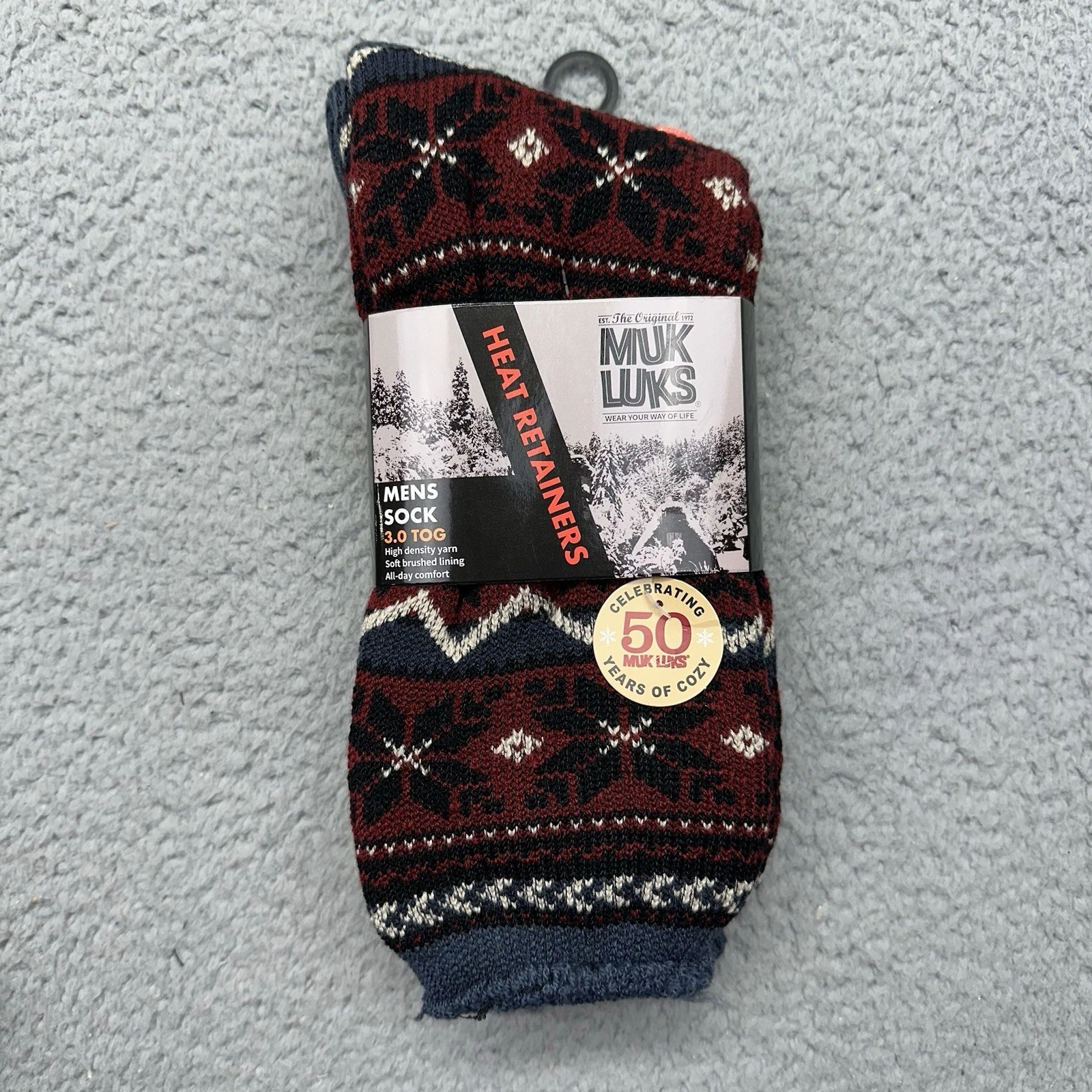 MUK LUKS Heat Retainers 22975-604 Mens Socks 3.0 TOG Size 10-13 THERMAL SOCKS