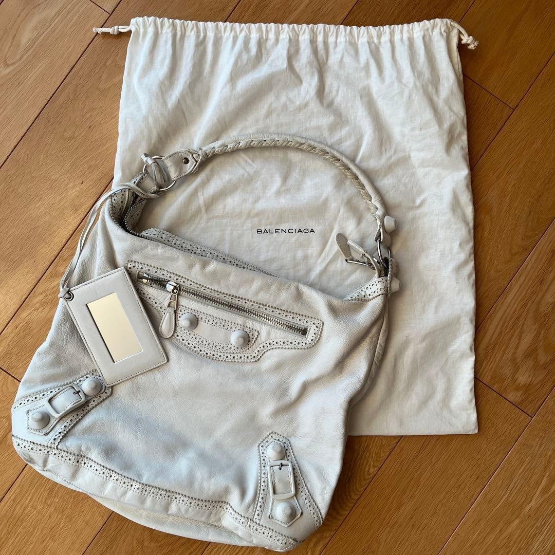 Balenciaga The Day Bag White Women's Leather Handbag Auth From Japan RIN